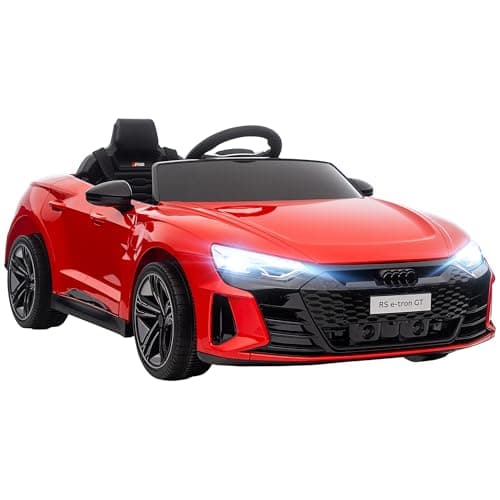 Image of HOMCOM Audi RS e-tron GT Licensed Electric Car for Kids, 12V Battery Powered Electric Ride-on Toy with Remote Control Music, Suspension Wheels, Soft Start, for 3-5 years, Red