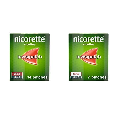 Image of Nicorette Step 1 InvisiPatch Nicotine (14 Patches, 25 mg) & Step 3 InvisiPatch Nicotine (7 Patches, 10 mg), Stop Smoking Aid