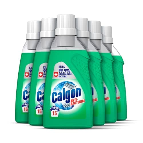 Image of Calgon Antibacterial Washing Machine Cleaner & Water Softener Gel, 750ml, Pack of 6, Kills 99.9 percent of Bacteria in Your Washing Machine, Limescale and Rust Remover, Deep Clean, 90 Washes