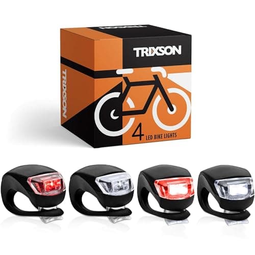 Image of TRIXSON Bike Lights, Set of Front and Back | 4-Pack LED Bicycle Headlight Set Will Help Keep You Safe When Riding at Night | Long-Lasting Bike Headlight and Tail Light Are Super Easy to Install