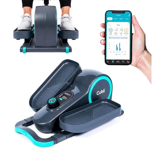 Image of Cubii Go Aqua – Under Desk Elliptical Trainer, Pedal Exerciser, with Illuminated LCD Fitness Tracker Screen, Adjustable Resistance, Home Fitness, Built-in Wheels and Handle