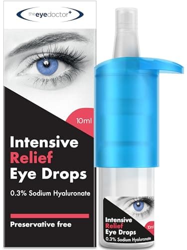 Image of Intensive Eye Drops for Dry Eye - Preservative Free Dry Eye Drops with 0.3% Sodium Hyaluronate - Calms Itchy, Sore & Infected Eyes - Contact Lens Friendly - 250 Drops per Bottle, 10ml