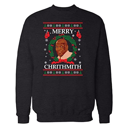 Image of Funny Christmas Silly Holiday Xmas Top Mike Tyson Merry Chrithmith Sweatshirt Xmas Gift Ugly Funny Long Sleeve Sweatshirt Black (4XL)