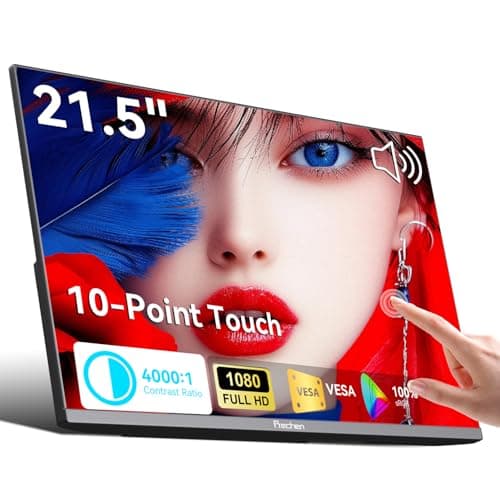 Image of Prechen 21.5 Inch Portable Touchscreen Monitor, 1080P Portable Gaming Monitor w/VESA Stand Touch PC Display, 75Hz, Multi-Touch Monitor, VESA, HDMI & USBC for Phones PC Phone Business, Black