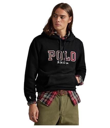 Image of POLO RALPH LAUREN Men's The Rl Fleece Plaid-Logo Hoodie, Polo Black, XL