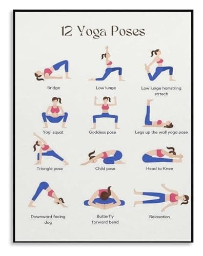 Image of FOPURE 12 Essential Yoga Poses Poster Yoga Pose Wall-Art for Living Room Bedroom and Spa(Unframed,12x18inch(30x45cm))