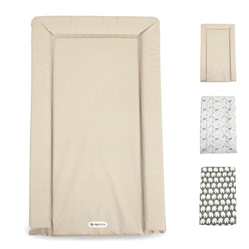 Image of My Babiie Changing Mat - Padded, Waterproof, Raised Edges, Easy Wipe Clean, Baby Nappy Change Mat - Oatmeal Herringbone
