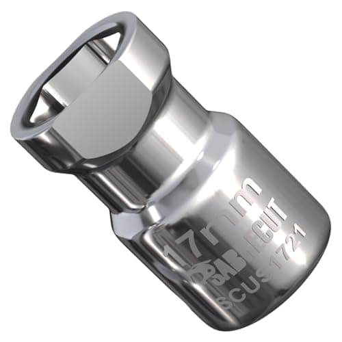 Image of 1 x SabreCut SCUS1721 17mm Channel Socket for 41mm x 21mm Unistrut Channel, Fits 1/2" Drive Ratchets, Hardened Chromium Vanadium Steel, Nickel Chrome Finish, M10 Nuts/Bolts, Heavy Duty Impact Rated