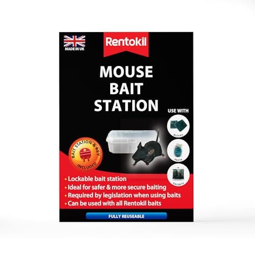 Image of Rentokil FBSM01 Mouse Bait Station, Black, 14.6x10.5x4.8 cm