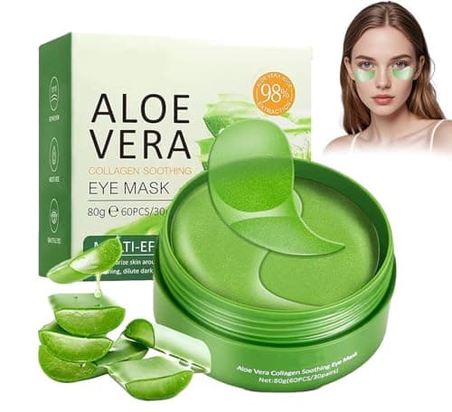 Image of Aloe Vera Eye Masks -60 Pcs Collagen Under Eye Gel Patches - Hydrating & Anti-Aging Eye Mask for Puffiness & Fine Lines, Dark Circles,Eye Bags,Wrinkle,Soothing Skincare for Men & Women