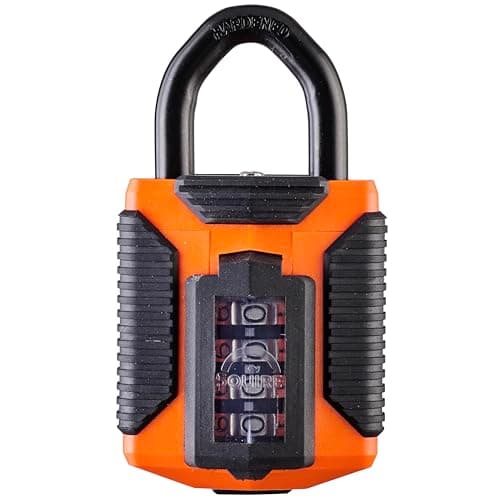 Image of Squire Heavy Duty Padlock (CP50) - Toughest Steel Shackle - 4 Wheel Combination Padlock - Alloy Steel for Corrosion Resistance - Weatherproof Lock for Home, School & Garage (Orange, 50mm)