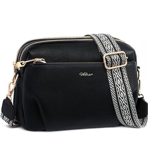Image of HILAEX Anti-Theft Crossbody Bags for Women with RFID Blocking, Cross Body Bag Women 4 Zip Compartments, PU Leather Shoulder Handbag with Adjustable Wide Strap