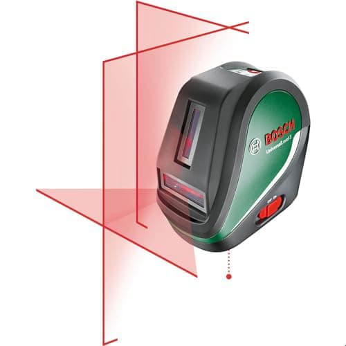 Image of Bosch cross line laser UniversalLevel 3 with telescopic rod(3 laser lines incl. vertical line at 90°angle for an additional laser cross on the ceiling and bottom plumb for alignments,in cardboard box)