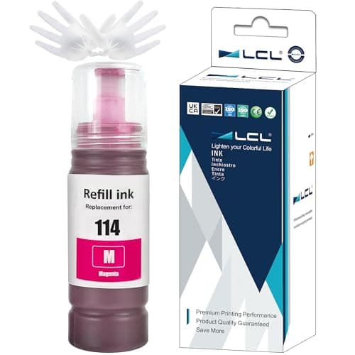 Image of LCL 114 Magenta Ink Bottle Replacement for Epson 114 Ink Cartridge Bottle Compatible with EPSON ECOTANK ET-8500 ET-8550 (1 Pack)