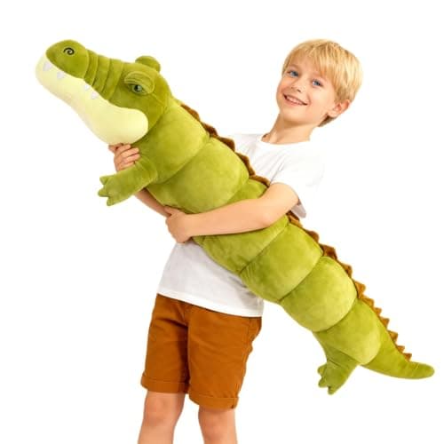 Image of JORCEDI Giant Crocodile Teddy Soft Toy,Cute Crocodile Plush Stuffed Animal,Alligator Plush Toy Sleeping Long Pillow,XXL Cuddly Fluffy,Soft Decor Cushion,Soft Toy for Boys & Girls (150CM,Light green)