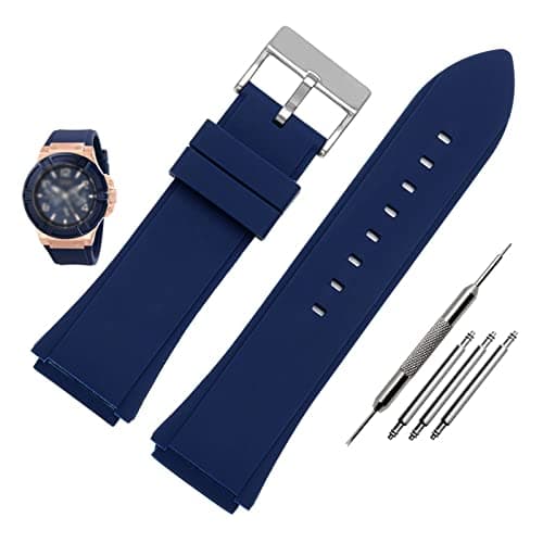 Image of RCIDOS Top Aesthetics Rubber Watchband 22mm Blue Color Silicone Rubber Bracelet For Guess W0247G3 For W0040G3 For W0040G7 Watches Band Sport Watch Strap (Color : Blue silver buckle, Size : 22mm)