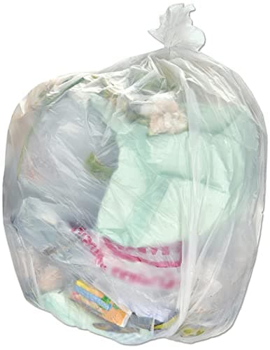Image of 50 x Natural/Clear 90L Medium-Duty (28 Micron / 112 Gauge) Alina Coloured Refuse Sack/Polythene Dustbin Liner/Plastic Bin Bag / 90 Litre Natural/Clear Garbage Bag