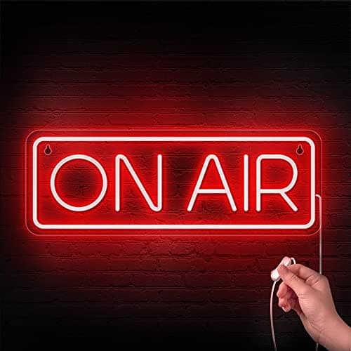 Image of ON AIR Neon Sign - Live On Air Sign for Streaming/Gaming/Recording Studio Decor - LED Streaming Lights for Streamers/Gamers/Influencers - USB Powered with On/Off Switch On Air Light Sign