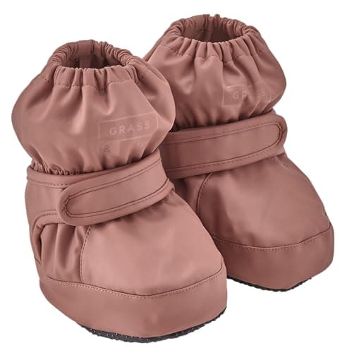 Image of Grass & Air Baby Booties Unisex PU, Mini Adventure Baby Showerproof Bootie, Fleece Lined Overshoes (Rose, UK Footwear Size System, Toddler, Age Range, Medium, 6 Months, 12 Months)