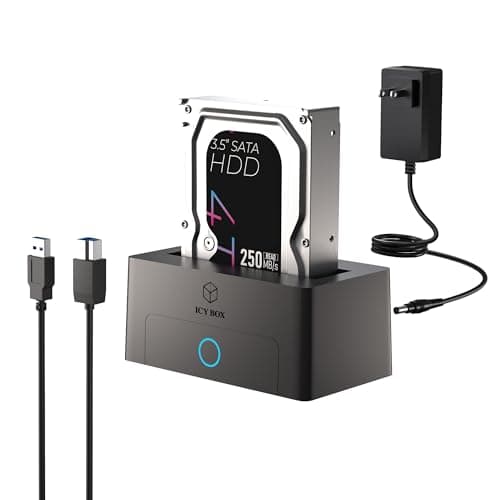 Image of ICY BOX Hard Drive Docking Station, SSD HDD 2.5 3.5 Inch SATA to USB Adapter, External SSD Enclosure Hard Drive Reader, Support UASP Hot Swappable up to 30TB Drives, for Windows and Mac