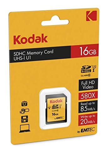Image of Kodak - 16GB UHS-I U1 V10 SDHC/XC SD Card - Memory Card - Read Speed 85MB/s Max - Write Speed 25MB/s Max - Storage of Full HD Videos and High Definition Photos - SD Card