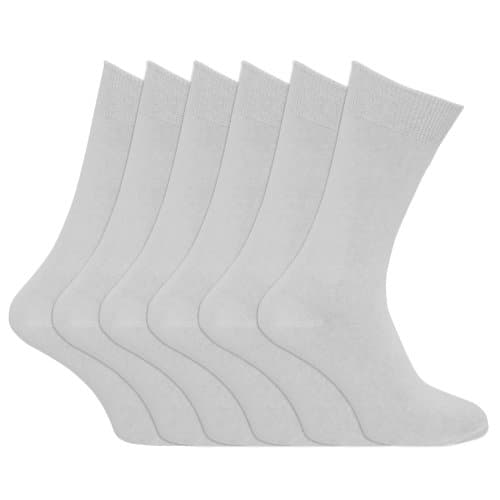 Image of Mens plain 100% cotton socks (Pack of 6) (Mens 6-11) (White)