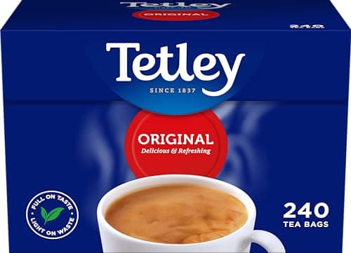 Image of Tetley Original Black Tea Bags - Full Flavoured British Brew - Perfect for Breakfast or Anytime - Rainforest Alliance Certified - 240 Teabags (1 Pack)