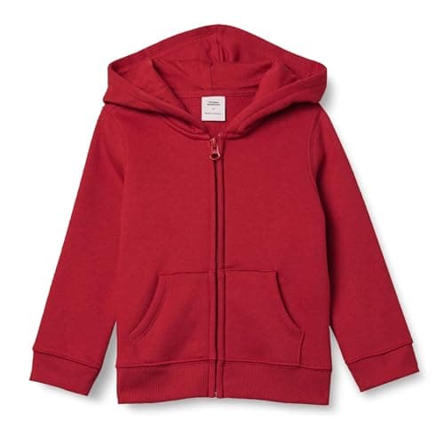 Image of Amazon Essentials Girls' Fleece Zip-Up Hoodie Sweatshirt, Red, 8 Years