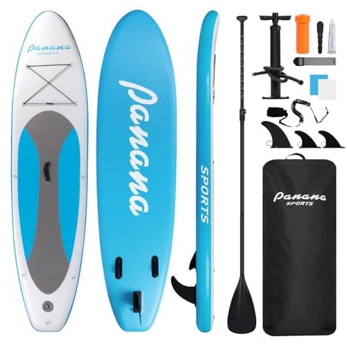 Image of Panana Inflatable Stand Up Paddle Board 10ft SUP Board for Adults & Youth, Wide Stable Anti-Slip iSUP Kit with Paddle, Pump, Leash, Fin & Backpack for Surfing, Yoga, Fishing, All Water