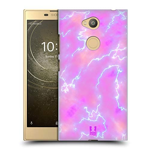 Image of Head Case Designs Electric Pink Iridiscent Marble Hard Back Case Compatible for Sony Xperia L2