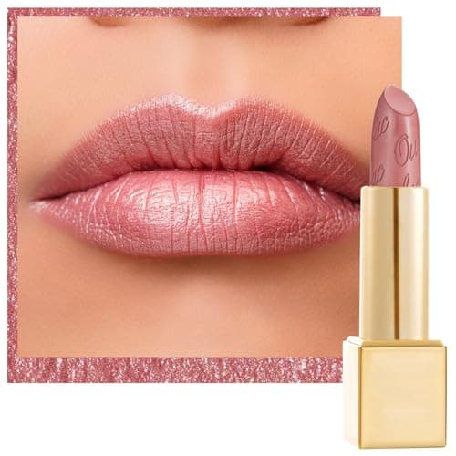 Image of OULAC Metallic Shine Glitter Lipstick, Pink High Impact Lipcolor, Lightweight Soft and Ultra Hydrating, Long Lasting, Vegan & Cruelty-Free, Full-Coverage Lip Color 4.3 g/0.15 Baby Angel(13)