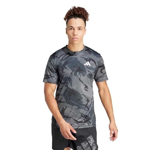 Image of adidas Men's Train Essentials Seasonal Camo Tee, Grey Five/Grey six/Carbon/Black, S