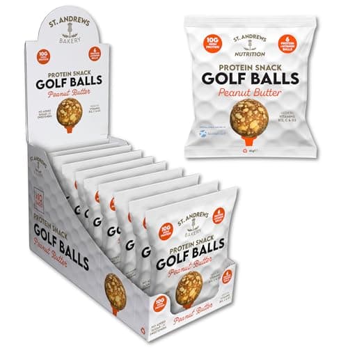 Image of St. Andrews Bakery Golf Balls • Peanut Butter • 10 Pack • Protein Snacks • Gluten Free • High Fibre • Golf Snacks • 10 x 45g