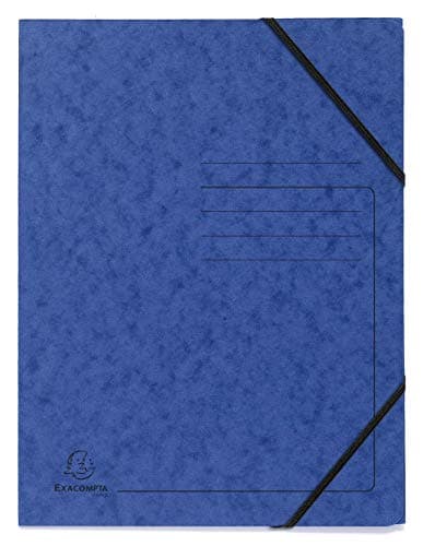 Image of Exacompta - Ref 555412E - Elasticated Folder - 240 x 320mm in Size, Suitable for Holding A4 Documents, 355gsm Mottled Pressboard, Elasticated Straps - Blue (Pack of 5)