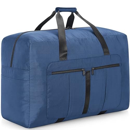 Image of YOUNGOA Large Travel Duffle Bag for Men & Women, 110L Waterproof Foldable Holdall Duffel Bag, Lightweight Weekend Overnight Luggage Bag for Travel, Moving, Blue