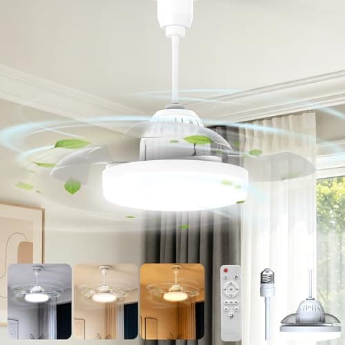 Image of GOODEA Ceiling Fans with Lights and Remote, 16 Inch E27 Retractable Ceiling Fan Light, Dimmable 30W 2000LM 3CCT 3 Speeds 2H/4H Timer, Quiet LED Fan Lights for Bedroom Kitchen Dining Room Laundry Room