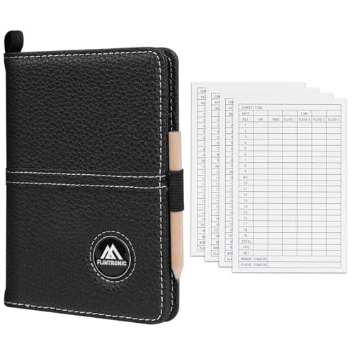 Image of flintronic Scorecard Holder, Golf Scorecard Holder Waterproof, Leather Golf Score Card Wallet with Pen, Golf Scorecard Cover Leather Scorecard for Golf Score Cards Men & Women