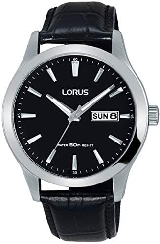 Image of Lorus Watches Unisex Analogue Watch with Black Dial Analogue Display - RXN27DX9