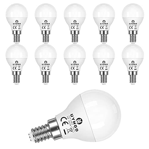 Image of UYHGO LED E14 Small Edison Screw Golf Ball P45 Bulb, 3W (Equivalent to 25W), Warm White, Non Dimmable - Pack of 10