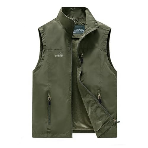 Image of Vivikivi Lightweight Gilet for Men, Quick Dry Casual Gilets Vest, Sleeveless Jacket Breathable Waistcoat Vest for Outdoor Fishing Camping Hiking Travel Work (Army Green,M)