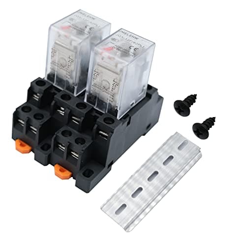 Image of JMELEHW AC220V Coil 8 Pin 10A DPDT LED Indicator Electromagnetic Power Relay with Plug-in Terminal Socket and DIN Slotted Aluminum Rail 2PCS