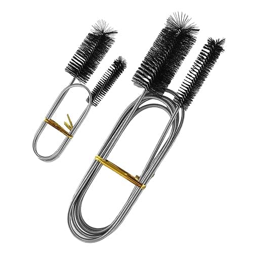 Image of 2Pcs Flexible Feeding Tube Cleaning Brush,Drain Cleaning Brushes, Double Head Drain Brush Pipes Flexible Nylon Stainless Steel Long for Sink Plumbing Straws Keyboards (Black)