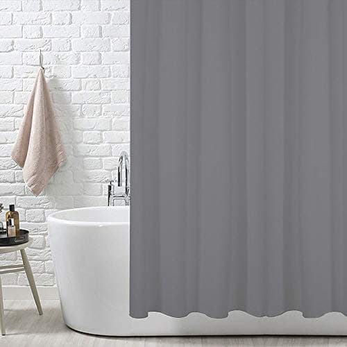 Image of ANSIO Shower Curtain for Bathroom - Mould and Mildew Resistant - Charcoal Grey, 180 x 200 cm (71 x 71 Inch) | Water Repellant Fabric | 100% Polyester