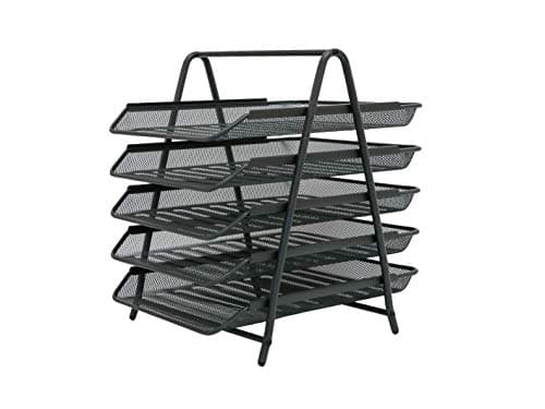 Image of OSCO 5-Tier Wire Mesh Letter Tray Desk Organiser, Steel Mesh Paper Filing Rack, A4 & Foolscap Document Sorter for Office & Home, Easy Assembly, Durable & Space-Saving, Graphite