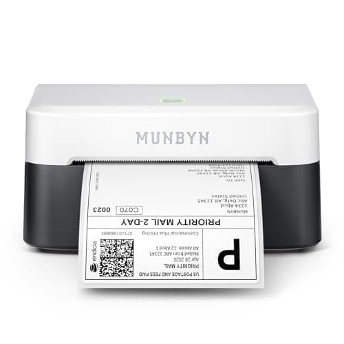 Image of MUNBYN Bluetooth Shipping Label Printer, 4x6 Thermal Label Printer for Small Business, Compatible with iPhone, Android, Windows, macOS, Etsy, Shopify, Royal Mail, DHL, DPD, Evri, 403B, Black