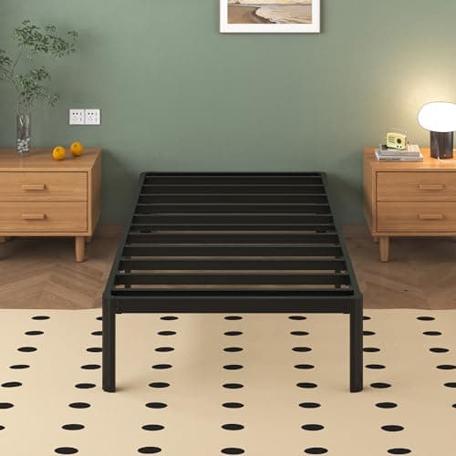 Image of Lutown-Teen Small Single Bed Frames 2ft6 with Rounded Corner Legs, Heavy Duty Metal Bed Frame Small Single, Small Single Bed 36 cm High, Noise Free, Easy Assembly