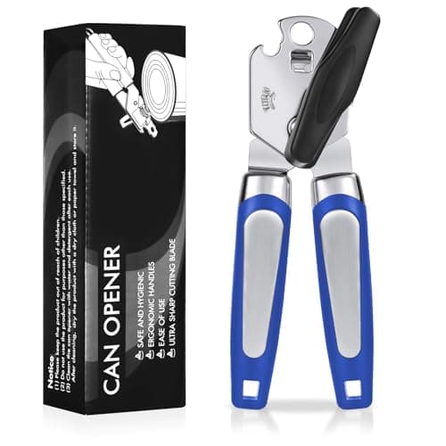 Image of Tin Opener, Lychico 3-in-1Can Opener Handheld Heavy Duty Stainless Steel Can Openers with Multifunctional Bottle Opener, Blue