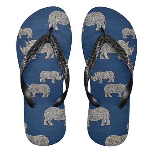 Image of siphylline trendy wooden rhino blu ray rubber flip flops Quick-Dry men's flip for yoga, Trendy Wooden Rhino Blu Ray, XS