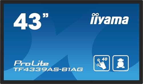 Image of iiyama Prolite TF4339AS-B1AG 42.5" 4K UHD Open Frame 40 Points Multitouch Bonded Capacitive HDMI DP RS-232c RJ45 Audio Out Hub Android OS IP54 24/7 Anti-Glare Touch Glass