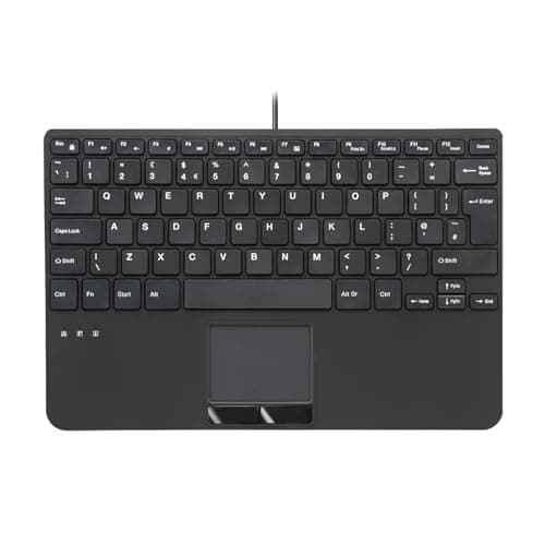 Image of perixx PERIBOARD-525 UK Wired Mini USB Keyboard with Touchpad, X Type Scissor Keys, 2 USB Hubs, UK QWERTY Layout, Compact Design, Black